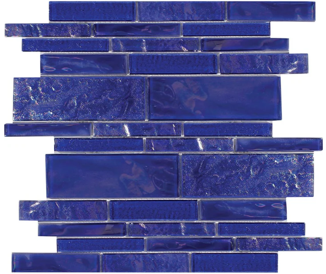 Aquatica Treasure Cobaltstone Glass Mosaic - Random Linear