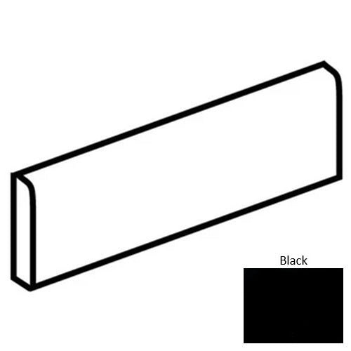 Color Story Wall Ceramic Black 0049 Bullnose 12" Side Glossy 1
