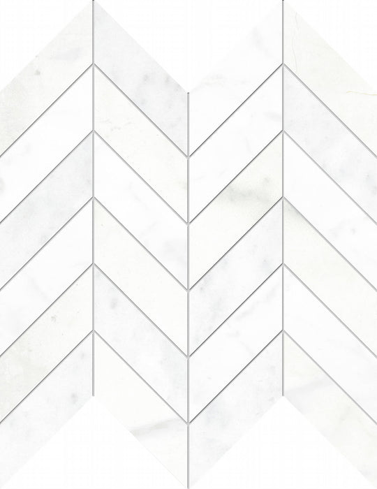 Full Sheet Sample - Concert White Chevron Porcelain Mosaic - 12" x 12" x 9 MM Matte