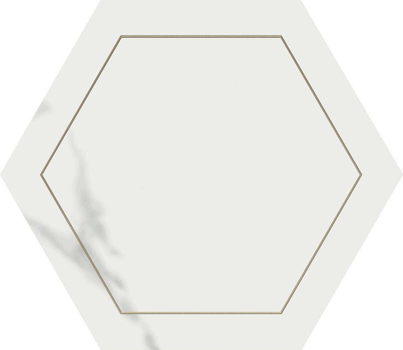 Full Tile Sample - Concert White Deco Gold Porcelain Tile - 7" x 6" x 9 MM Matte