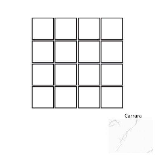 Full Sheet Sample - Cora Carrara Porcelain Mosaic - 3" x 3" x 3 MM Matte