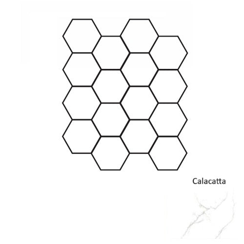 Full Sheet Sample - Cora Calacatta Hexagon Porcelain Mosaic - 3" x 3" x 3 MM Matte