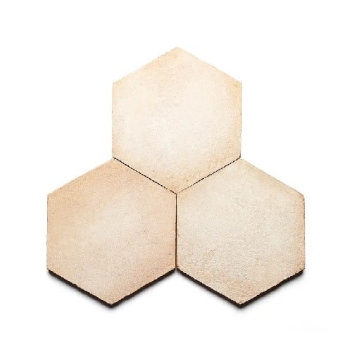Full Tile Sample - Cotto Blanco Clay Tile - 8" x 9" Hexagon x 5/8" Glazed