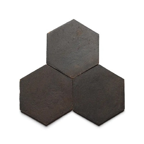 Full Tile Sample - Cotto Oscura Clay Tile - 8" x 9" Hexagon x 5/8" Glazed