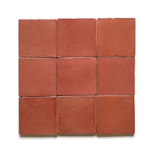 Full Tile Sample - Cotto Lupe Clay Tile - 4" x 4" x 5/8" Gloss & Satin