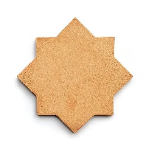 Full Tile Sample - Cotto Star & Cross Adobe Clay Tile - 6" x 6" x 5/8" Glazed