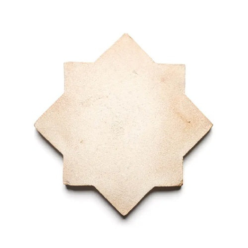 Full Tile Sample - Cotto Star & Cross Blanco Clay Tile - 6" x 6" x 5/8" Glazed