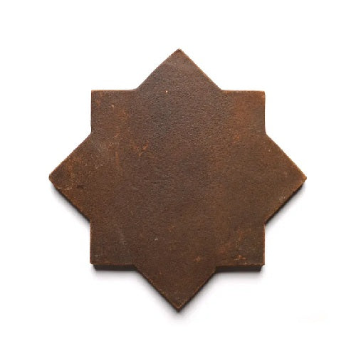Full Tile Sample - Cotto Star & Cross Madera Clay Tile - 6" x 6" x 5/8" Glazed
