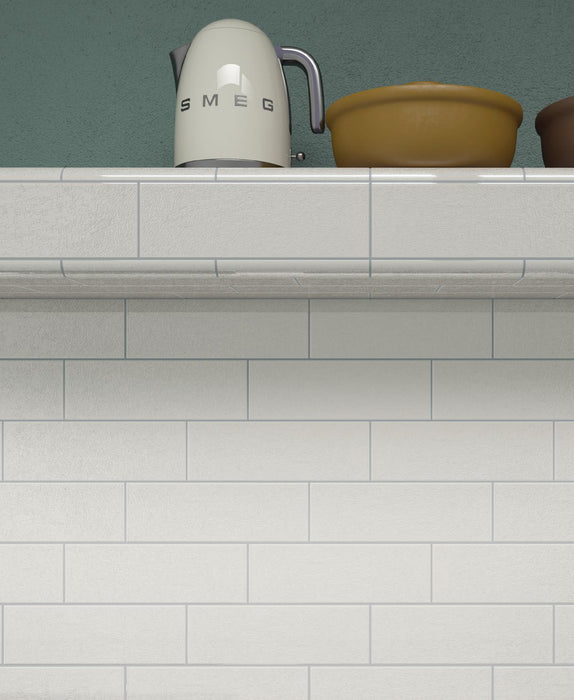 Crackle White Glossy Porcelain Tile - 4" x 12"