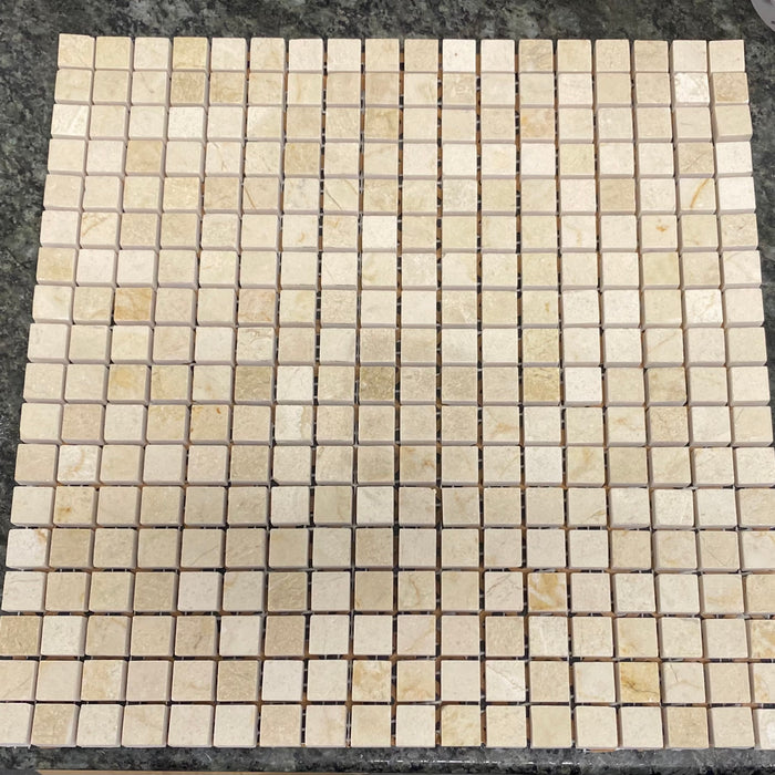 Crema Marfil Marble Mosaic - 5/8" x 5/8" x 3/8" Polished