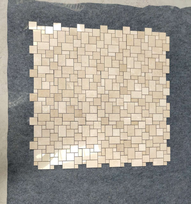 Crema Marfil Marble Mosaic - Mini Versailles Pattern Polished 2