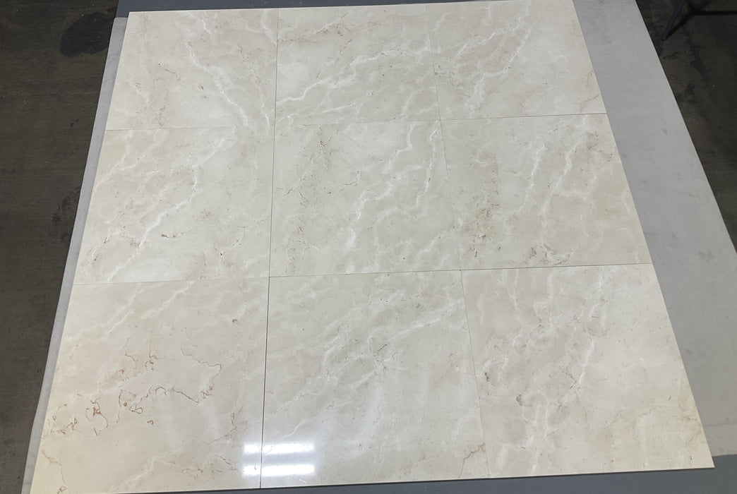 Crema Marfil Select Polished Marble Tile - 24" x 24" x 5/8"
