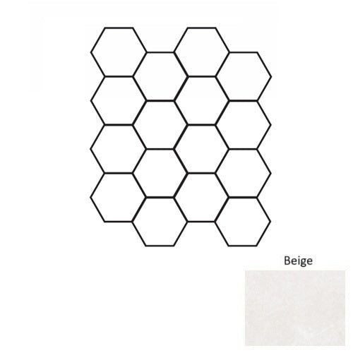 Full Sheet Sample - Cremo Marfil Beige Hexagon Porcelain Mosaic - 3" x 3" x 3 MM Matte