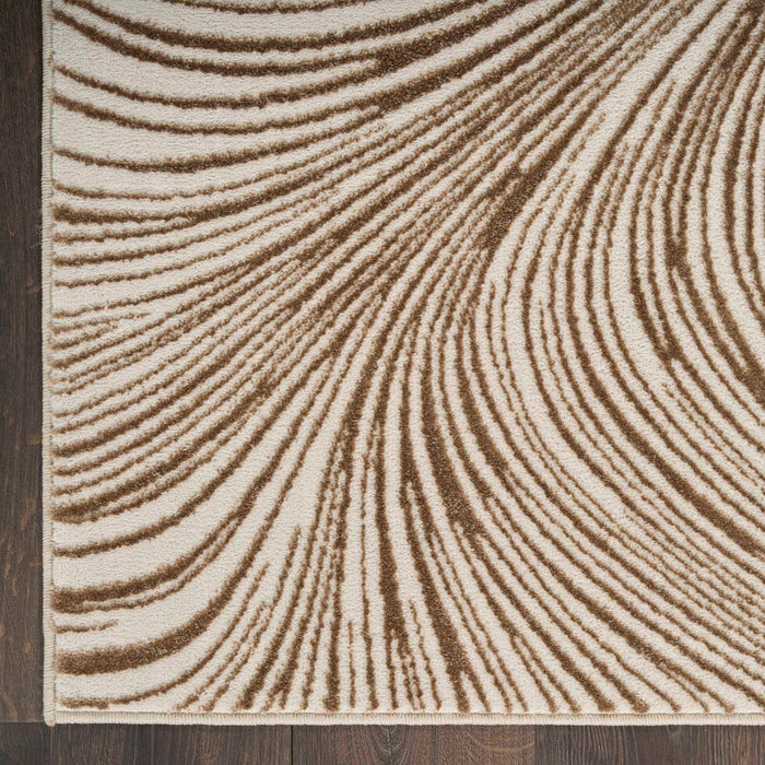 Central Park West Beige Brown CEP02 Polyester Contemporary Area Rug - 8 Ft Runner
