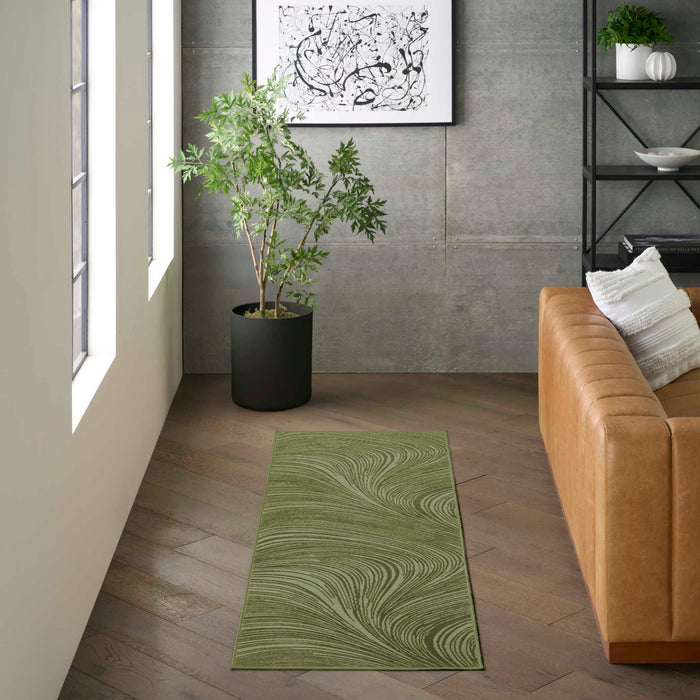Central Park West Green CEP02 Polyester Contemporary Area Rug - 6 Ft x 9 Ft