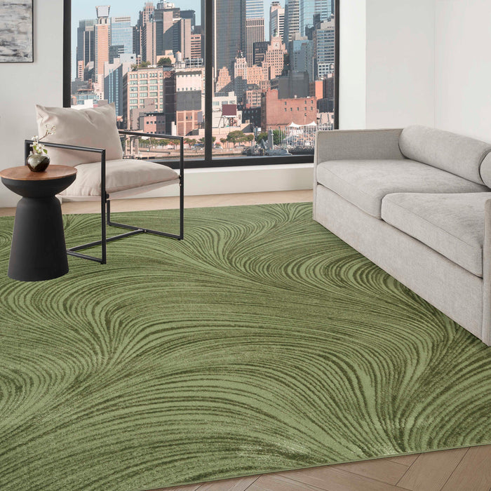 Central Park West Green CEP02 Polyester Contemporary Area Rug - 6 Ft x 9 Ft