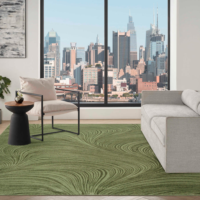 Central Park West Green CEP02 Polyester Contemporary Area Rug - 5 Ft x 7 Ft