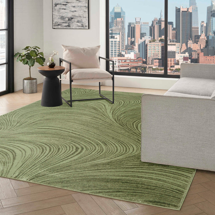 Central Park West Green CEP02 Polyester Contemporary Area Rug - 5 Ft x 7 Ft