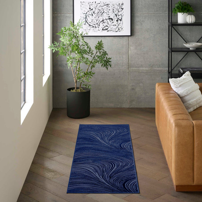 Central Park West Navy CEP02 Polyester Contemporary Area Rug - 9 Ft x 12 Ft