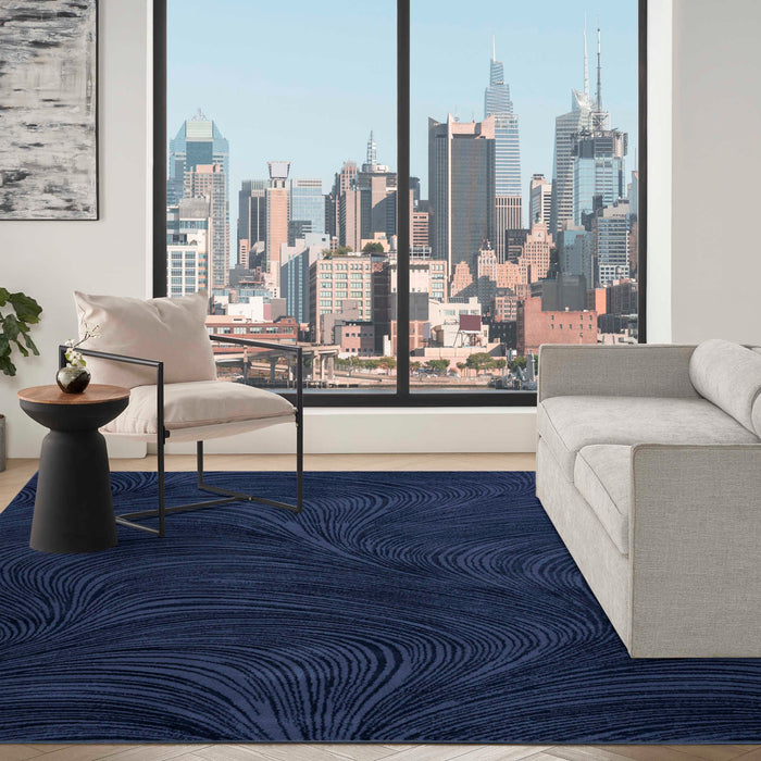 Central Park West Navy CEP02 Polyester Contemporary Area Rug - 5 Ft x 7 Ft