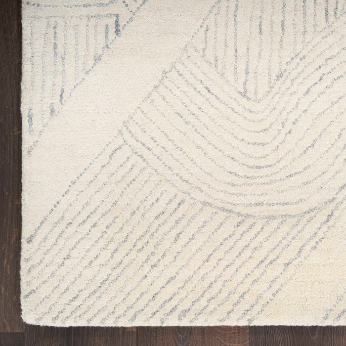 Pure Patterns Ivory Grey PRN01 Wool Contemporary Area Rug - 8 Ft x 10 Ft