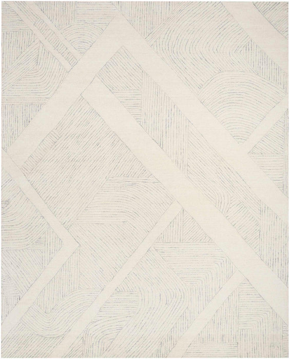 Pure Patterns Ivory Grey PRN01 Wool Contemporary Area Rug - 8 Ft x 10 Ft