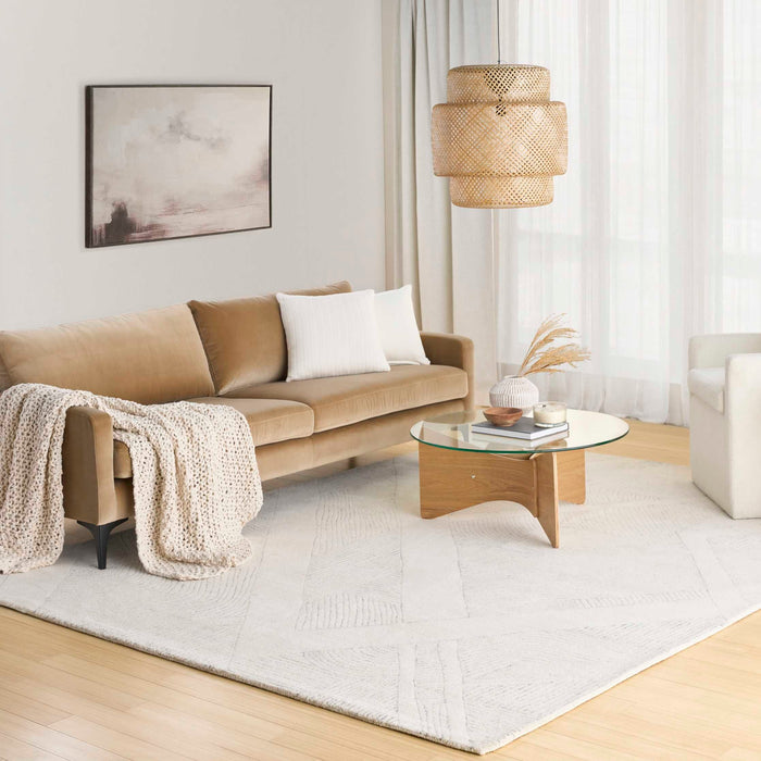 Pure Patterns Ivory Grey PRN01 Wool Contemporary Area Rug - 8 Ft x 10 Ft