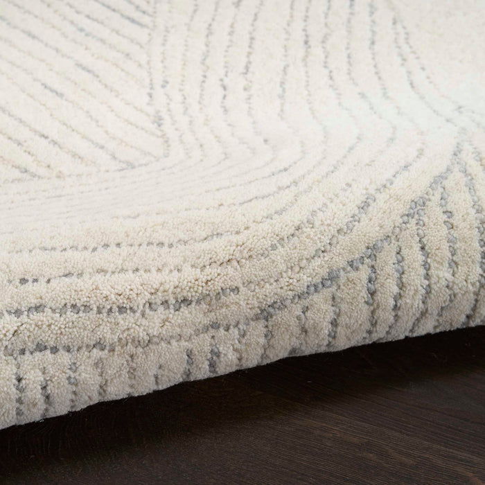 Pure Patterns Ivory Grey PRN01 Wool Contemporary Area Rug - 8 Ft x 10 Ft