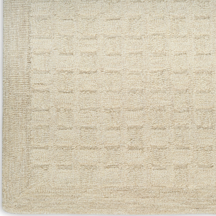 Pure Grids Ivory Beige PGR01 Wool Contemporary Area Rug - 8 Ft Runner