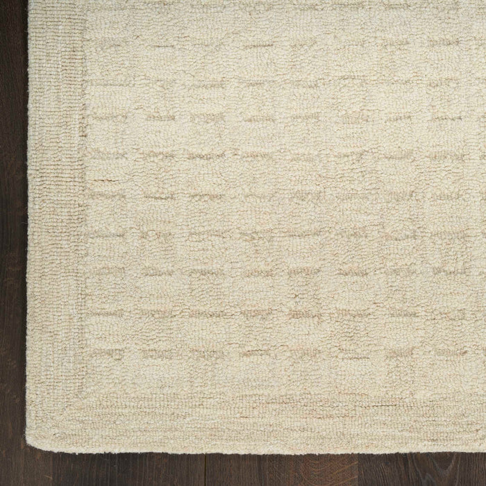 Pure Grids Ivory Beige PGR01 Wool Contemporary Area Rug - 4 Ft x 6 Ft