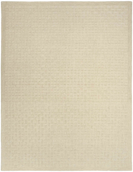 Pure Grids Ivory Beige PGR01 Wool Contemporary Area Rug - 8 Ft x 10 Ft