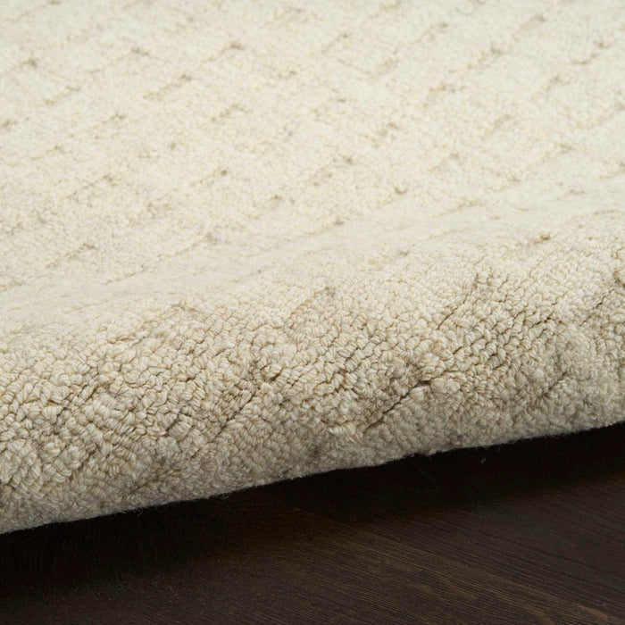 Pure Grids Ivory Beige PGR01 Wool Contemporary Area Rug - 4 Ft x 6 Ft