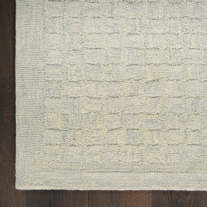 Pure Grids Light Blue PGR01 Wool Contemporary Area Rug - 4 Ft x 6 Ft