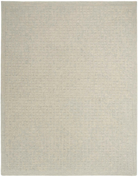 Pure Grids Light Blue PGR01 Wool Contemporary Area Rug - 4 Ft x 6 Ft