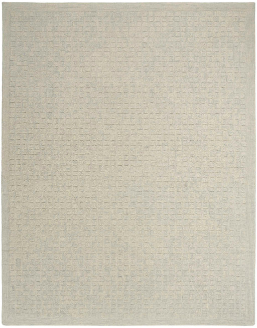 Pure Grids Light Blue PGR01 Wool Contemporary Area Rug - 8 Ft Runner