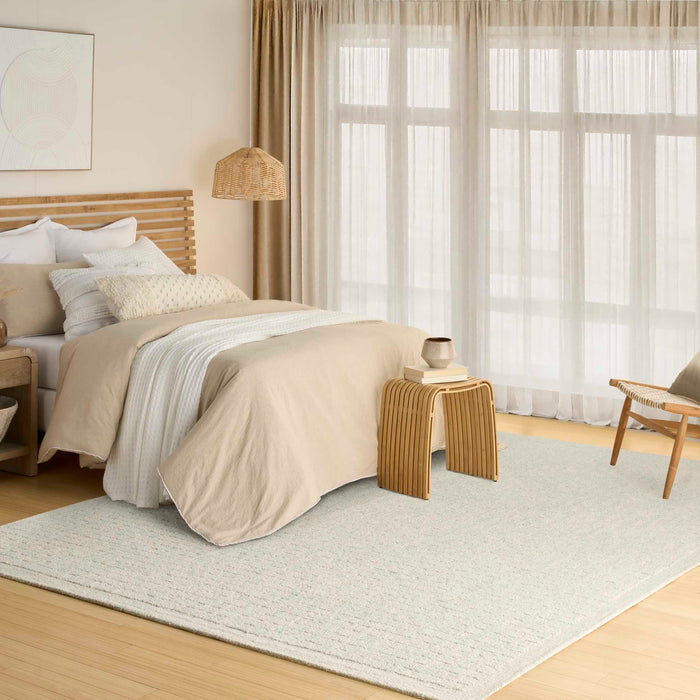 Pure Grids Light Blue PGR01 Wool Contemporary Area Rug - 5 Ft x 7 Ft
