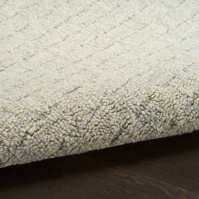 Pure Grids Light Blue PGR01 Wool Contemporary Area Rug - 8 Ft x 10 Ft