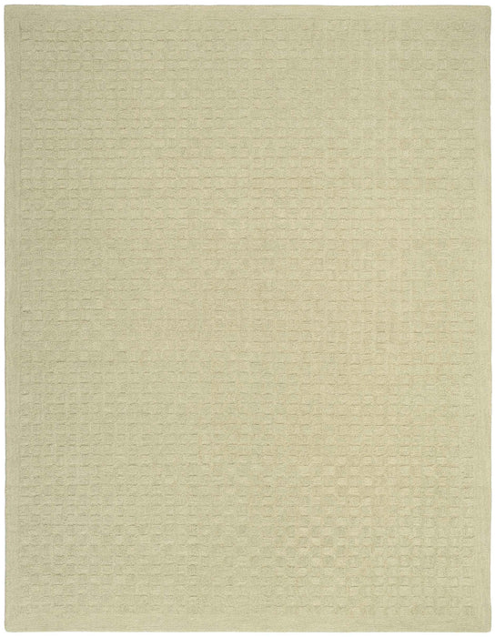 Pure Grids Light Green PGR01 Wool Contemporary Area Rug - 8 Ft x 10 Ft