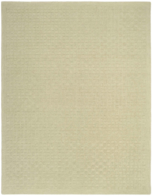 Pure Grids Light Green PGR01 Wool Contemporary Area Rug - 4 Ft x 6 Ft