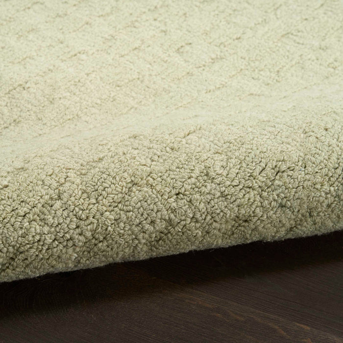 Pure Grids Light Green PGR01 Wool Contemporary Area Rug - 8 Ft x 12 Ft