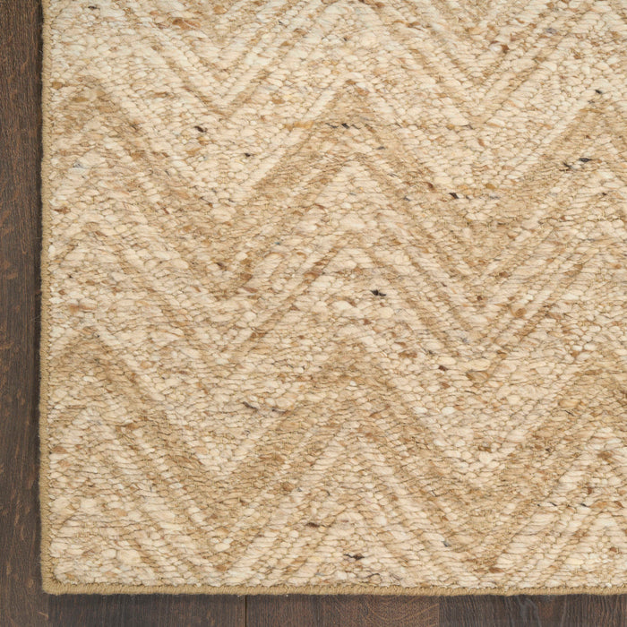 Pure Purl Beige Ivory PUU01 Wool Contemporary Area Rug - 5 Ft x 7 Ft