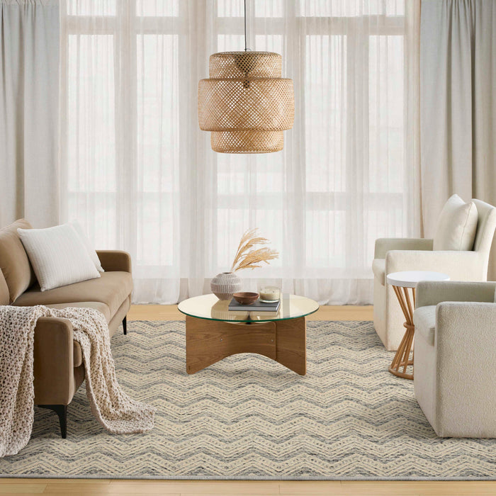 Pure Purl Denim Ivory PUU01 Wool Contemporary Area Rug - 8 Ft x 10 Ft