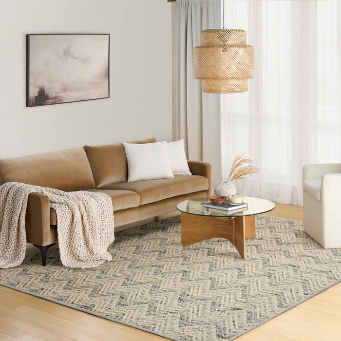 Pure Purl Denim Ivory PUU01 Wool Contemporary Area Rug - 5 Ft x 7 Ft