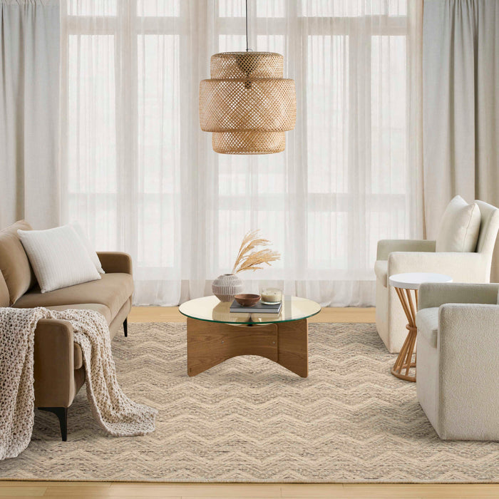 Pure Purl Grey Ivory PUU01 Wool Contemporary Area Rug - 8 Ft x 12 Ft