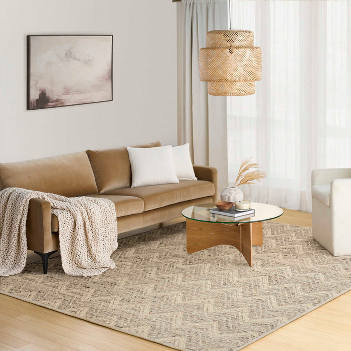 Pure Purl Grey Ivory PUU01 Wool Contemporary Area Rug - 10 Ft x 14 Ft