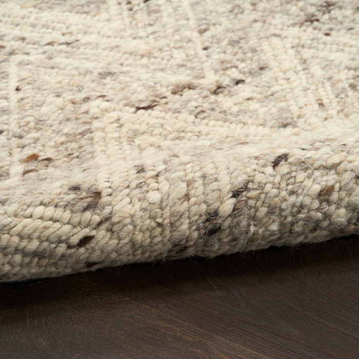 Pure Purl Grey Ivory PUU01 Wool Contemporary Area Rug - 5 Ft x 7 Ft