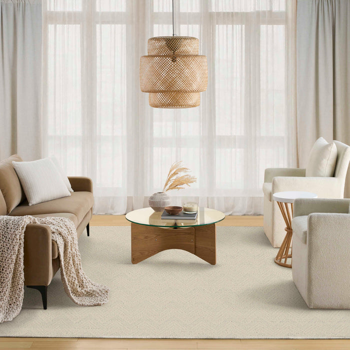 Pure Purl Ivory PUU01 Wool Contemporary Area Rug - 10 Ft x 14 Ft