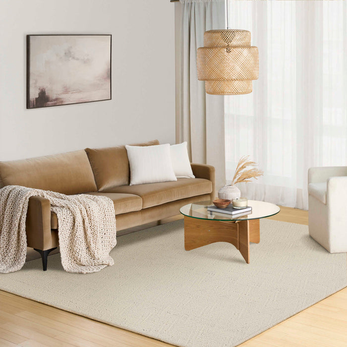 Pure Purl Ivory PUU01 Wool Contemporary Area Rug - 10 Ft x 14 Ft