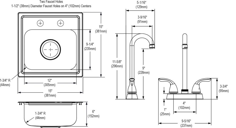 Dayton Stainless Steel Bar Sink 10