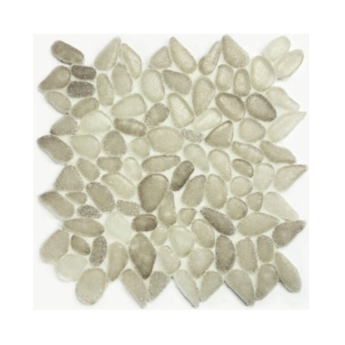 Full Sheet Sample - Artesano Reciclado Dusty Camel Pebble Marble Mosaic - 10.6" x 10.6" x 3/8" Glossy